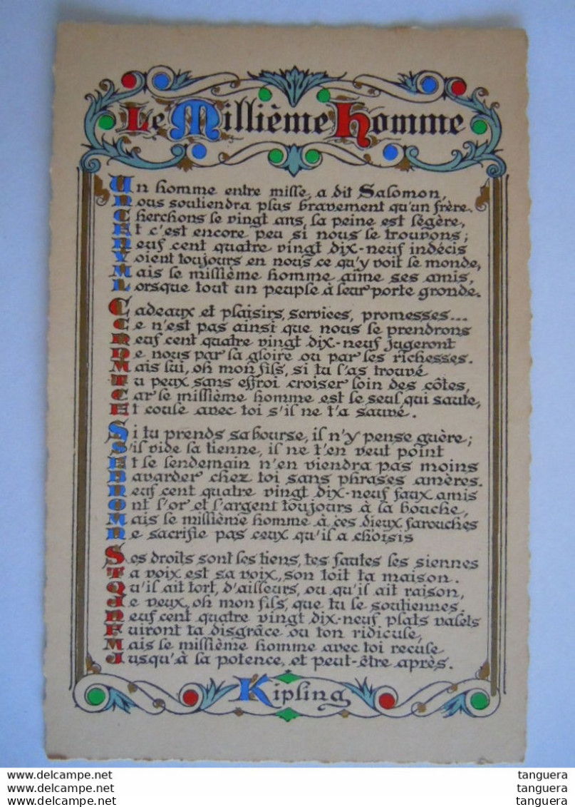 Enluminures Pensée - Kipling - Le Millième Homme Un Homme Ente Mille, A Dit Salomon, Nous Soutiendra.... - Philosophie & Pensées