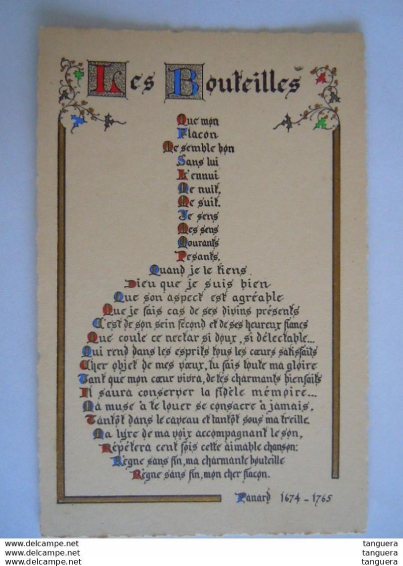 Enluminures Pensée Poème - Panard 1674-1765 - Les Bouteilles Que Mon Flacon Me Semble Bon Sans Lui L'ennui... - Philosophie & Pensées