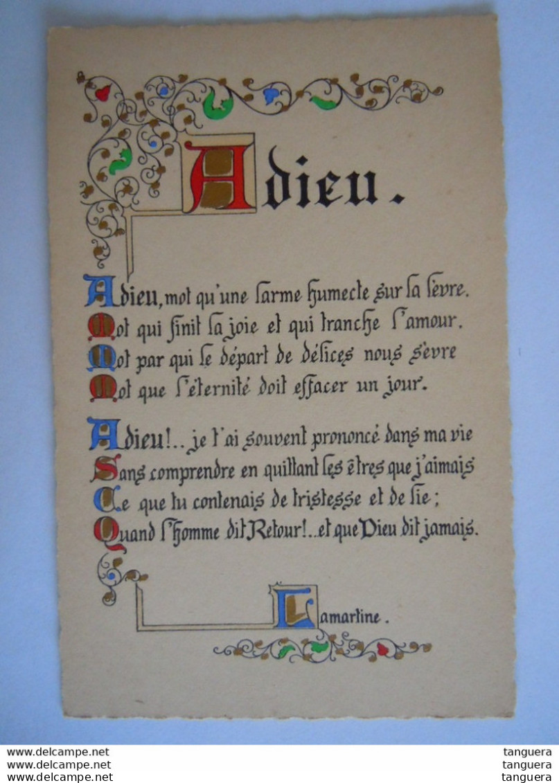 Enluminures Pensée Poème - Lamartine - Adieu. Adieu, Mot Qu'une Larme Humecte Sur La Lèvre, Mot Qui Finit La Joie.. - Philosophie & Pensées