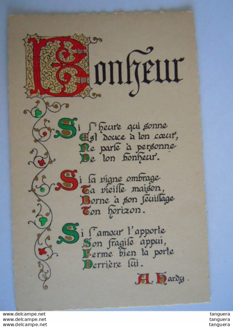 Enluminures Pensée - A. Hardy - Bonheur Si L'heure Qui Sonne Est Douce Comme à Ton Coeur, Ne Parle à Personne... - Philosophie & Pensées