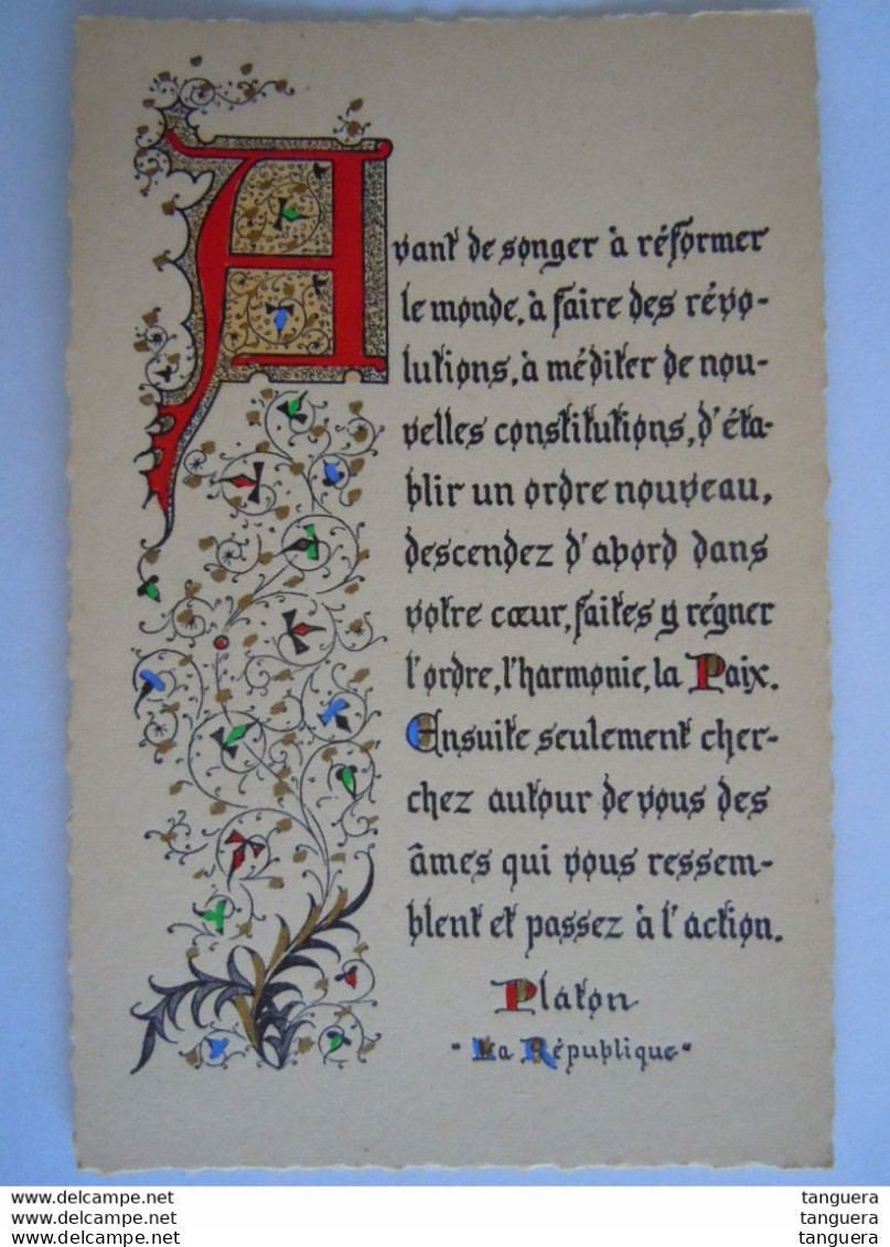 Enluminures Pensée - Platon La République - Avant De Songer à Réformer Le Monde, à Faire Des Révolutions, à Méditer .. - Philosophie & Pensées