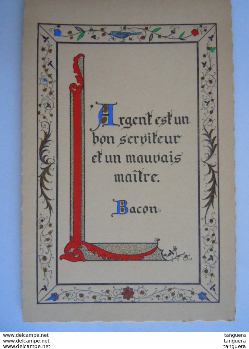 Enluminures Pensée - Bacon - Initale L L'argent Est Un Bon Serviteur Et Un Mauvais Maître. - Philosophy