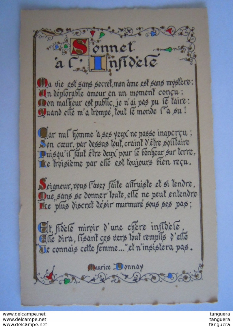 Enluminures Pensée - Maurice Donnay - Sonnet à L'infidéle Ma Vie Est Sans Secret, Mon âme Est Sans Mystère.. - Philosophy