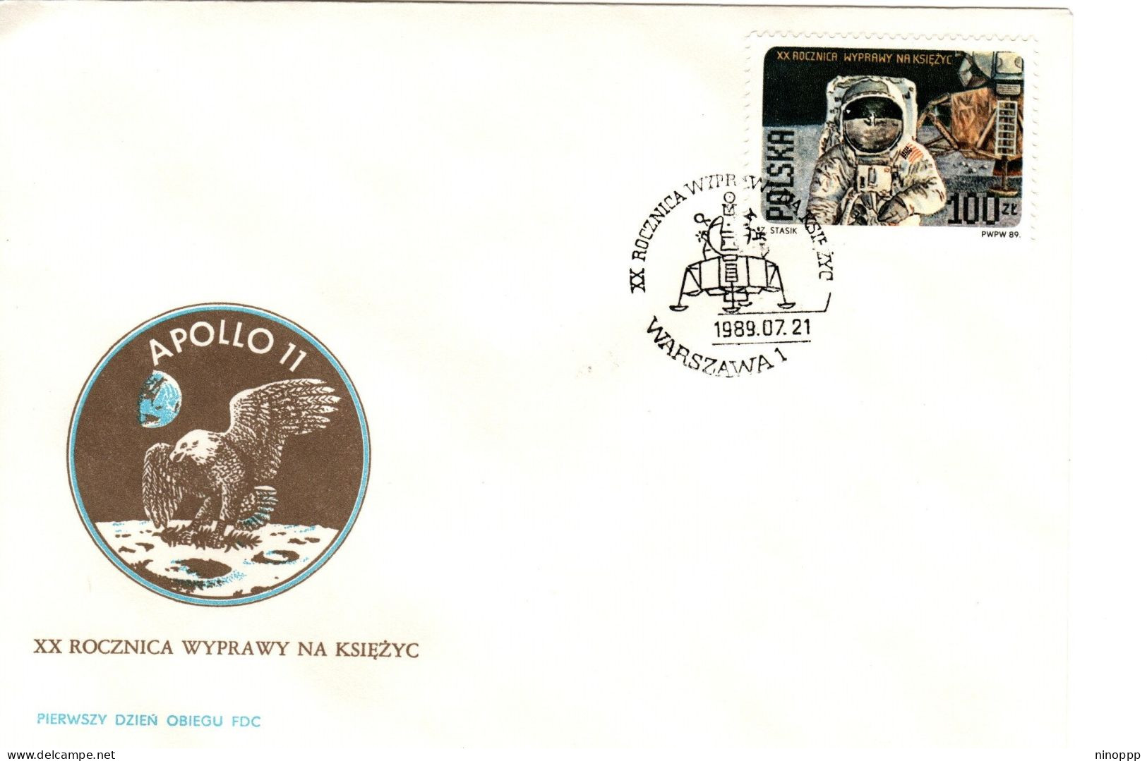 Poland 1989 First Moon Landing 20th Anniversary First Day Cover - FDC