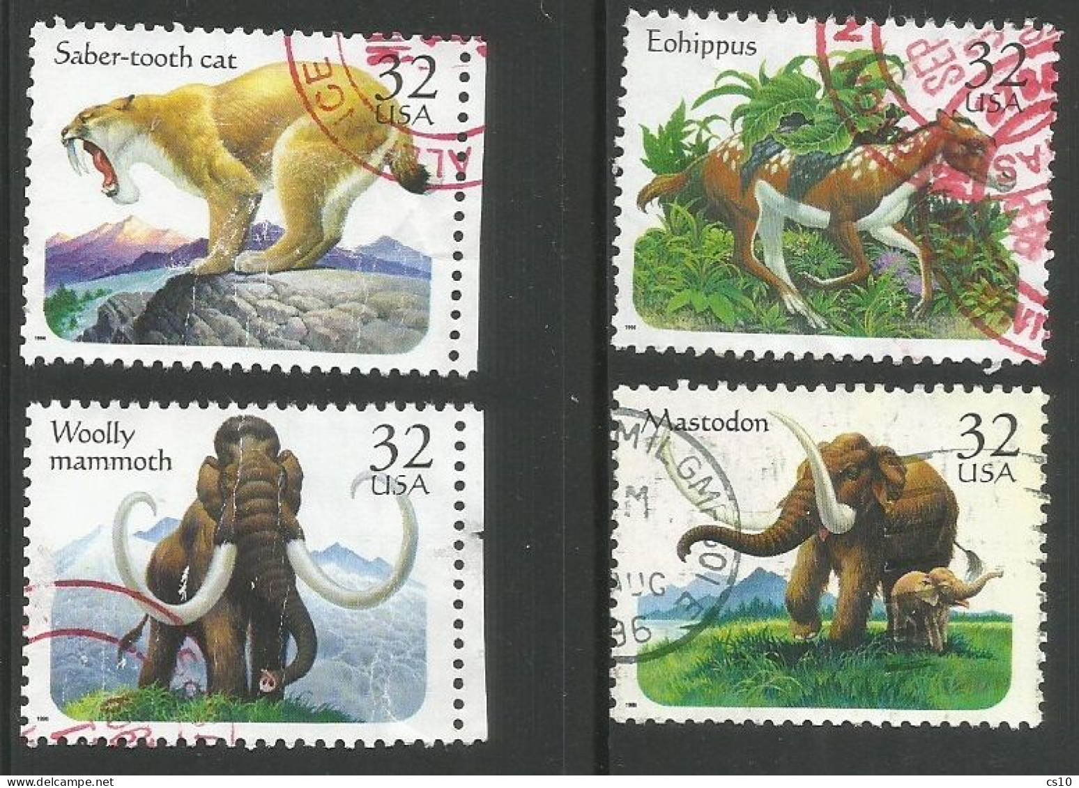 USA 1996 PreHistoric Animals SC.#3077/80 - Cpl 4v Set VFU Circular PMK - Oblitérés