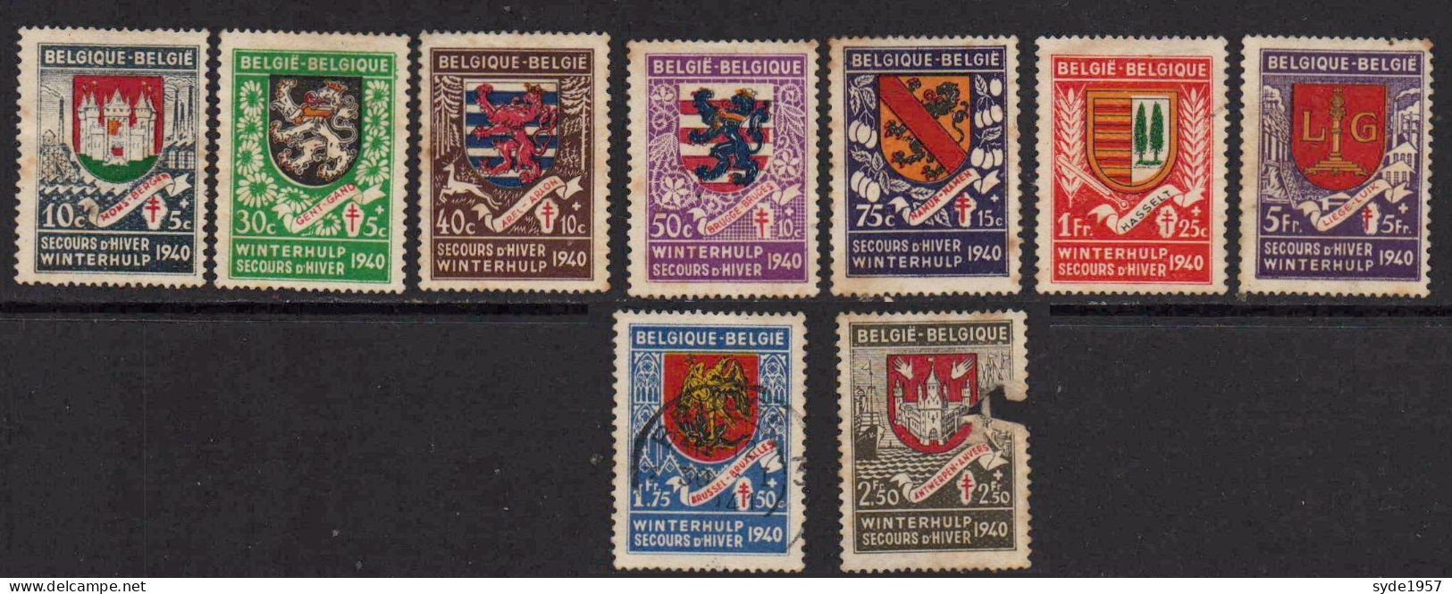 Belgique 1940-1941 Armoiries Des 9 Provinces - 7 Neufs , 1 Oblitéré Et 1 Abimé (n° COB Ci-dessous) - Sonstige & Ohne Zuordnung