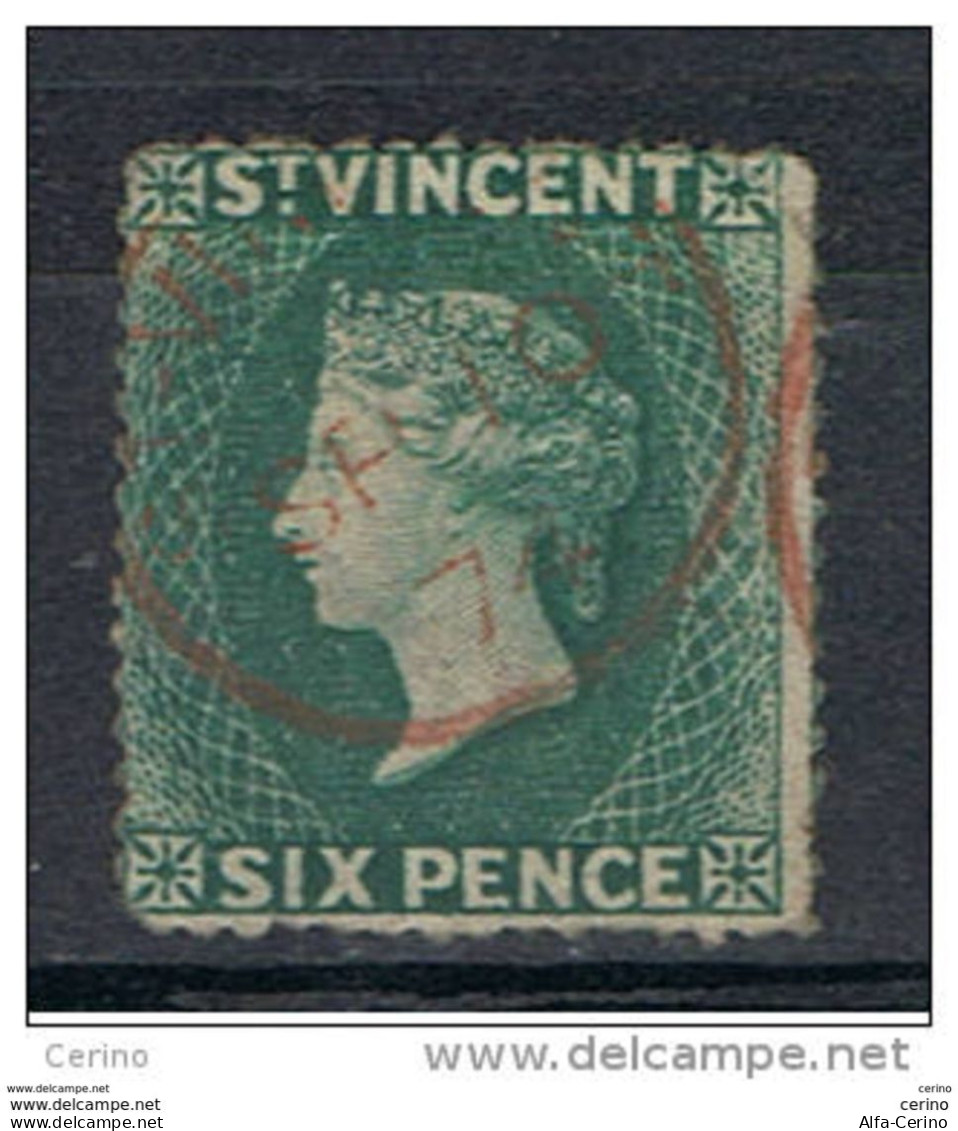 ST. VINCENT:  1871  VICTORIA  -  6 P. USED  STAMP  -  P. 14 X 16  -  YV/TELL. 11 A - St.Vincent (...-1979)