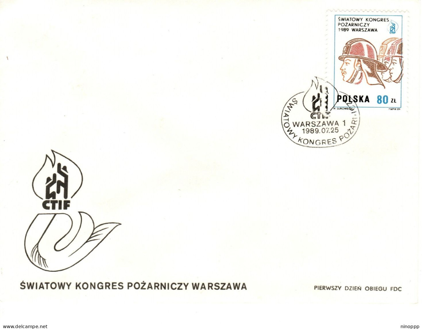 Poland 1989 World Fire Fighting Congress First Day Cover - FDC