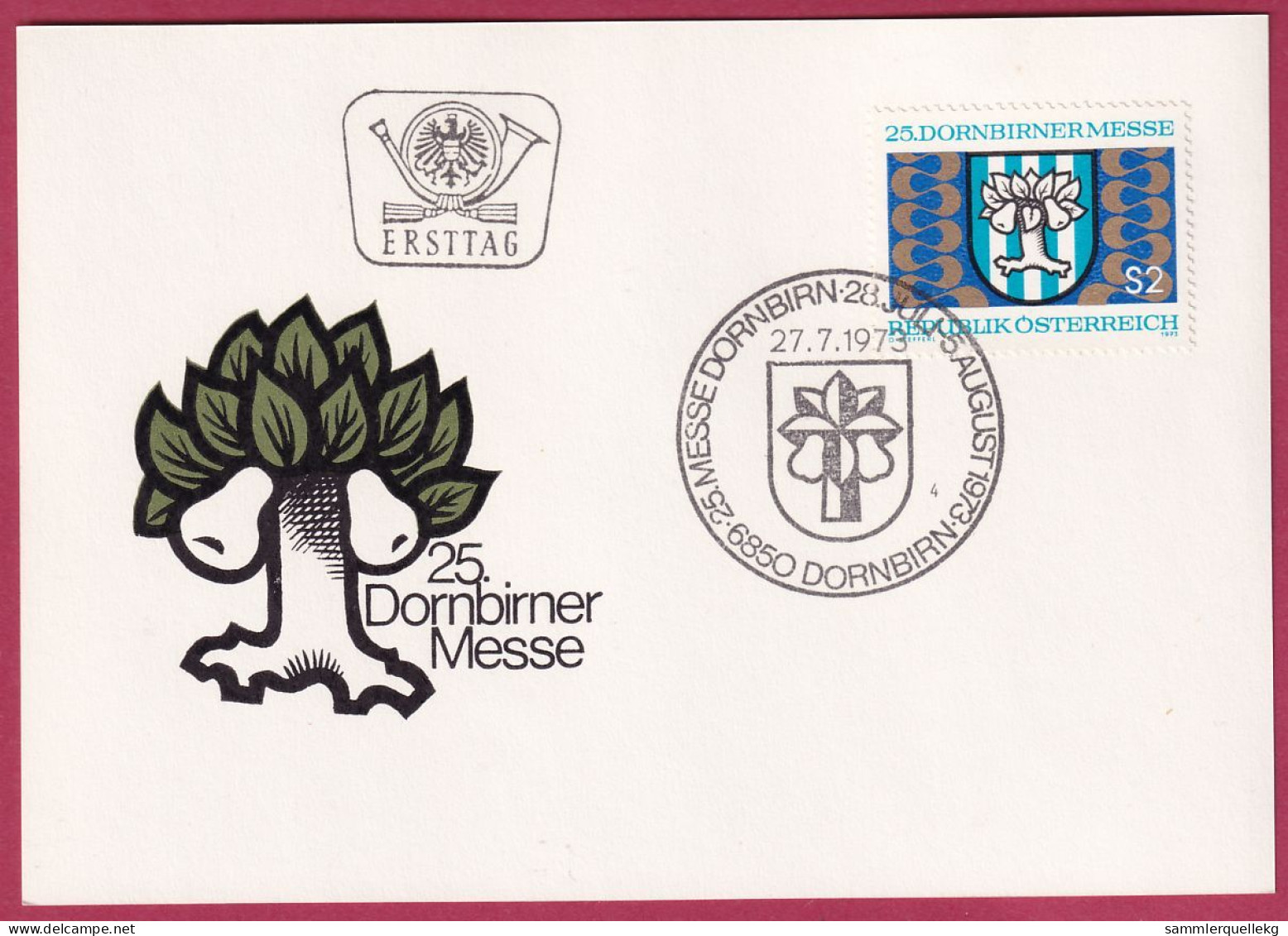 Österreich 1417 Ersttag Auf Karte 27. 7. 1973, 25. Dornbirner Messe (Nr.10.019) - FDC