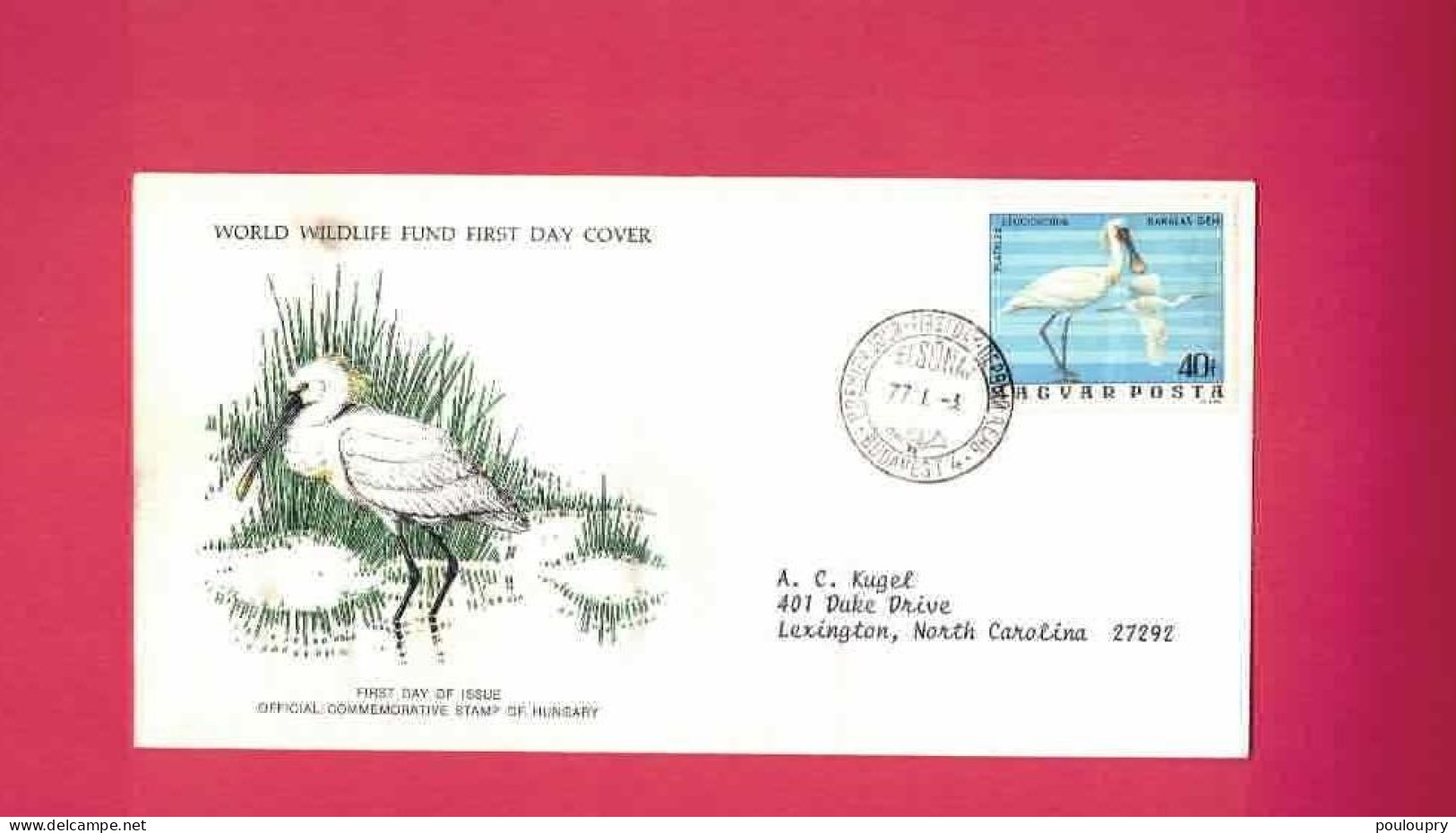 FDC De 1977 De Hongrie - YT N° 2536 - Spatule - Spoonbill - Platalea Leucorodia - Storks & Long-legged Wading Birds