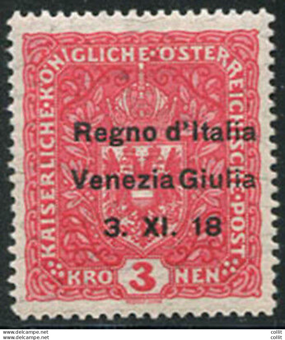 VeneziaGiulia-Francobollo Austria 3Kr. Errore Punto Mancante Dopo "18" - Emissioni Locali/autonome