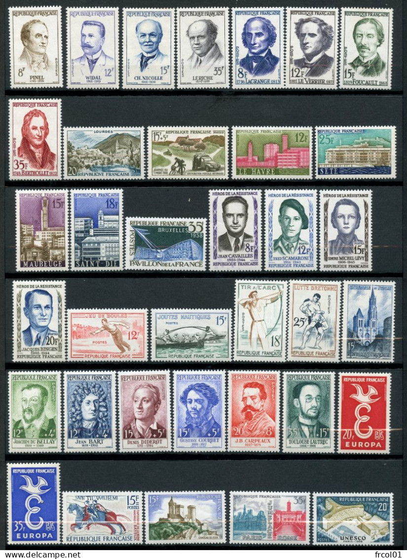 France, Yvert Année Complète 1958** Luxe, 1142/1188, 47 Timbres , MNH - 1950-1959