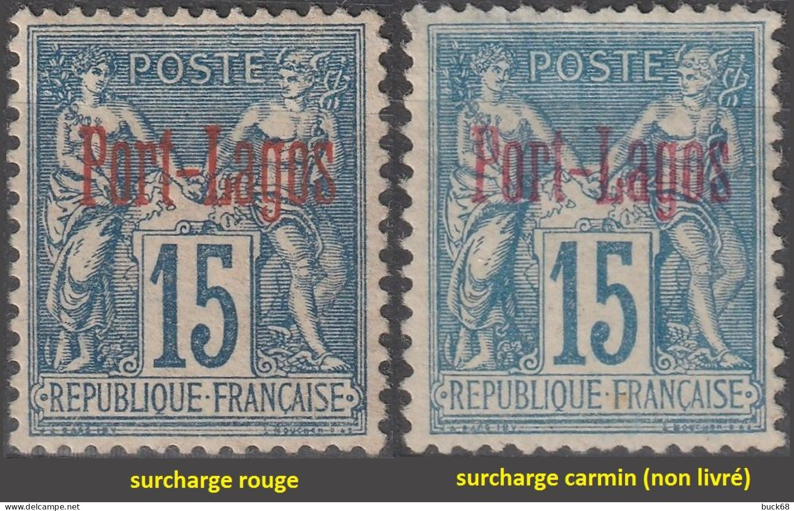 PORT-LAGOS  Poste   3a * MH Type Paix Et Commerce Surcharge Rouge 1893 (CV 150 €) [ColCla] Rare - Unused Stamps