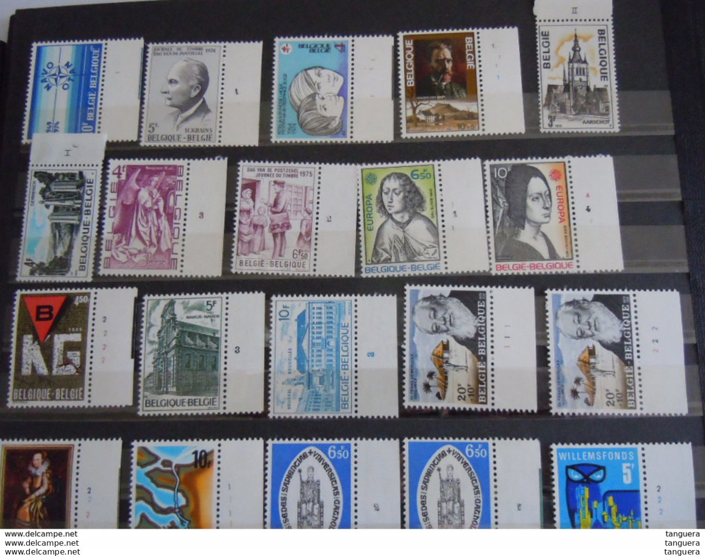 België Belgique 1971-1976 65 Zegels Met Plaatnummer Timbres Avec N° De Planche MNH ** - 1971-1980