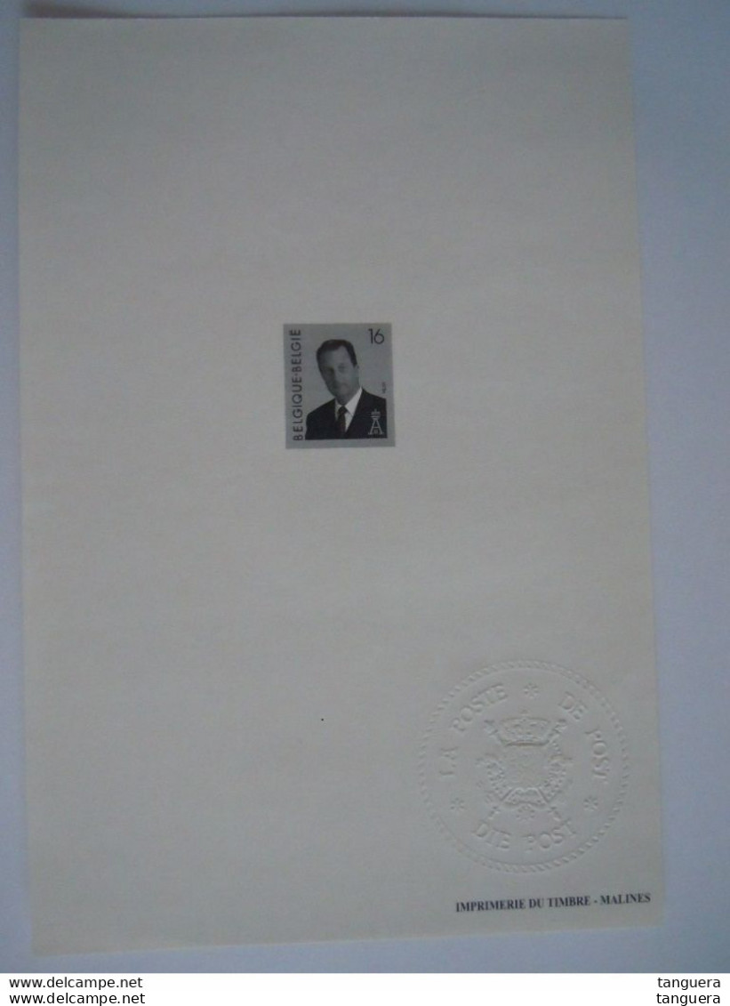 België Belgique 1995 - Zwart-wit Velletje Uit Cataloog Albert II Feuillet De Luxe En Noir Et Blanc F (2532) - B&W Sheetlets, Courtesu Of The Post  [ZN & GC]