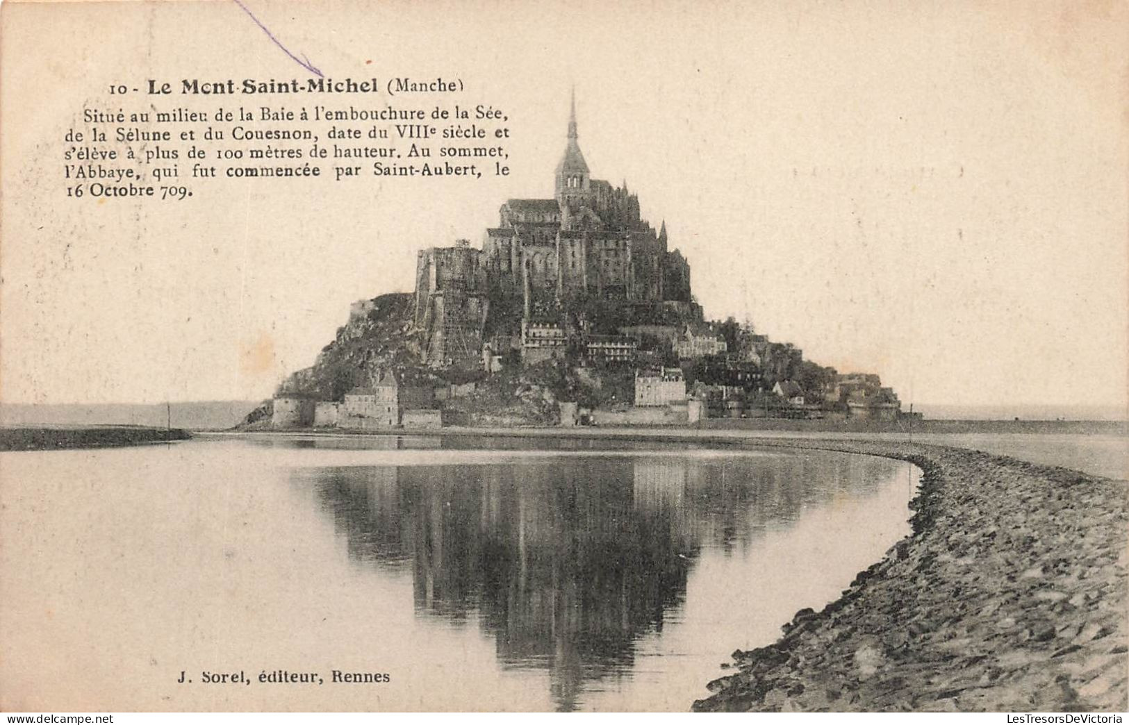 FRANCE - Le Mont Saint Michel - La Baie - L'abbaye - 16 Octobre 709 - Carte Postale Ancienne - Le Mont Saint Michel