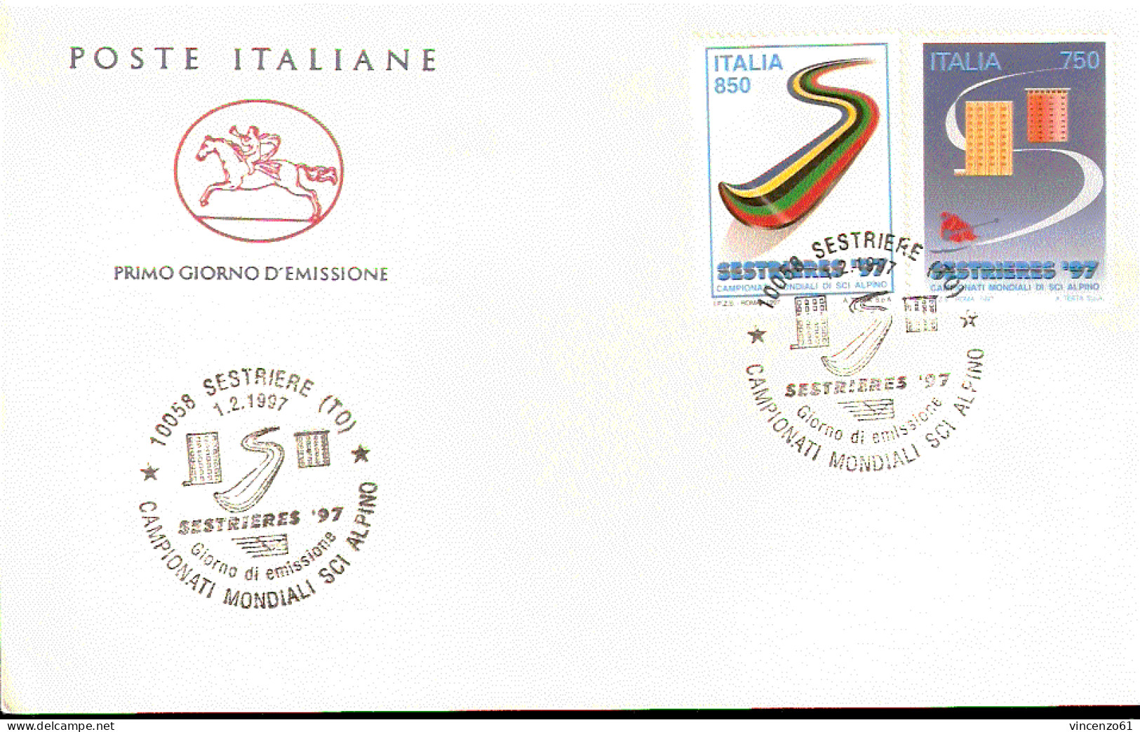 BUSTA FDC (PRIMO GIORNO) CAMPIONATI MONDIALI DEL SESTRIERES 1997 - Sci