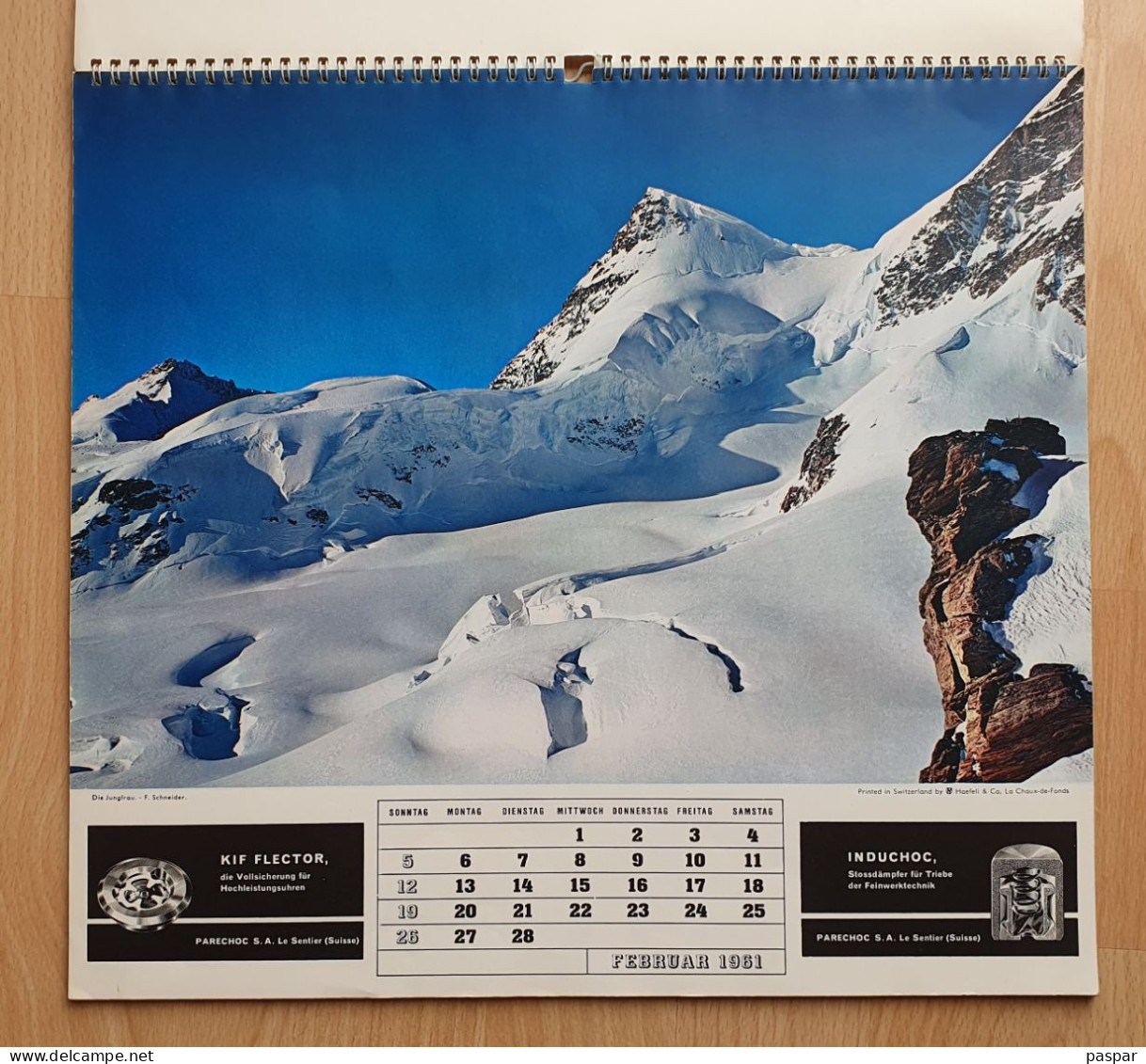 Grand Calendrier 1961 - Publicité Parechoc Le Sentier, Alpa, Bolex, Thorens, Induchoc, Kif Flector - Vues De Suisse - Big : 1961-70
