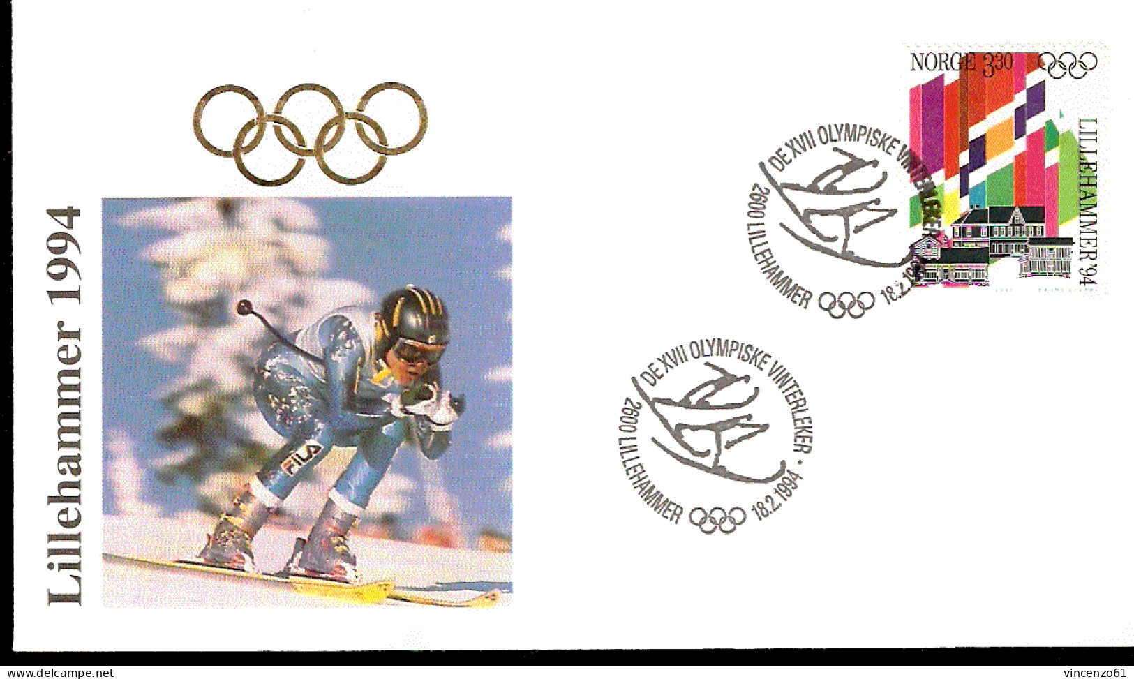 OLIMPIADI DI LILLEHAMMER 1994 GARA DISCESA LIBERA  ANNULLO SALTO CON GLI SCI - Winter 1994: Lillehammer