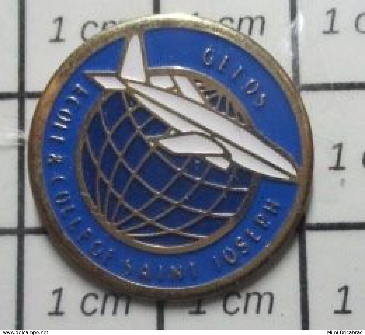 813F Pin's Pins / Beau Et Rare / ADMINISTRATIONS / GELOS ECOLE ET COLLEGE ST JOSEPH AVION ET GLOBE TERRESTRE - Administrations