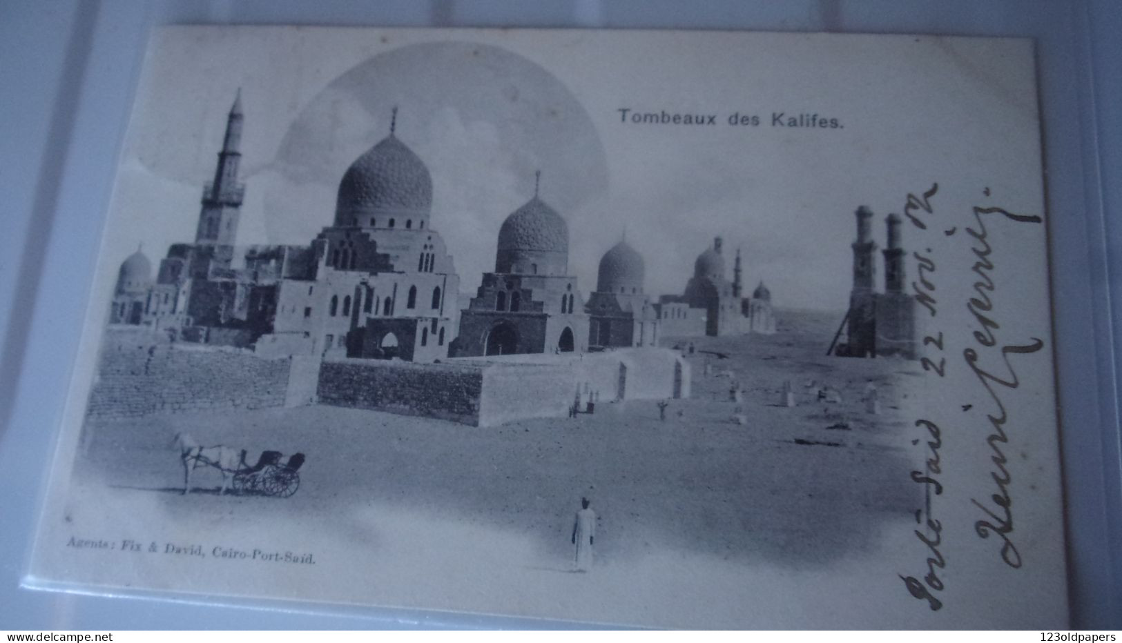 EGYPTE 1902 Ligne T Paq. FR. N° 4 CACHET SUEZ  PORT SAID TOMBEAUX DES CALIFES  FIX DAVID - Aerei