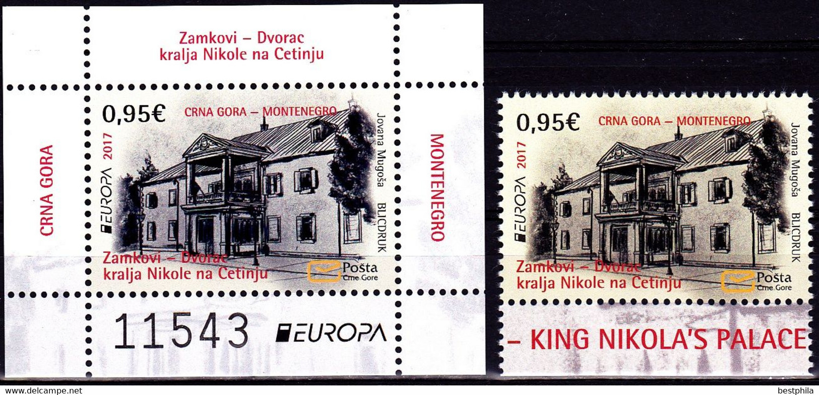 Europa Cept - 2017 - Montenegro - 1.Mini S/Sheet+1.Set - (Castles) ** MNH - 2017