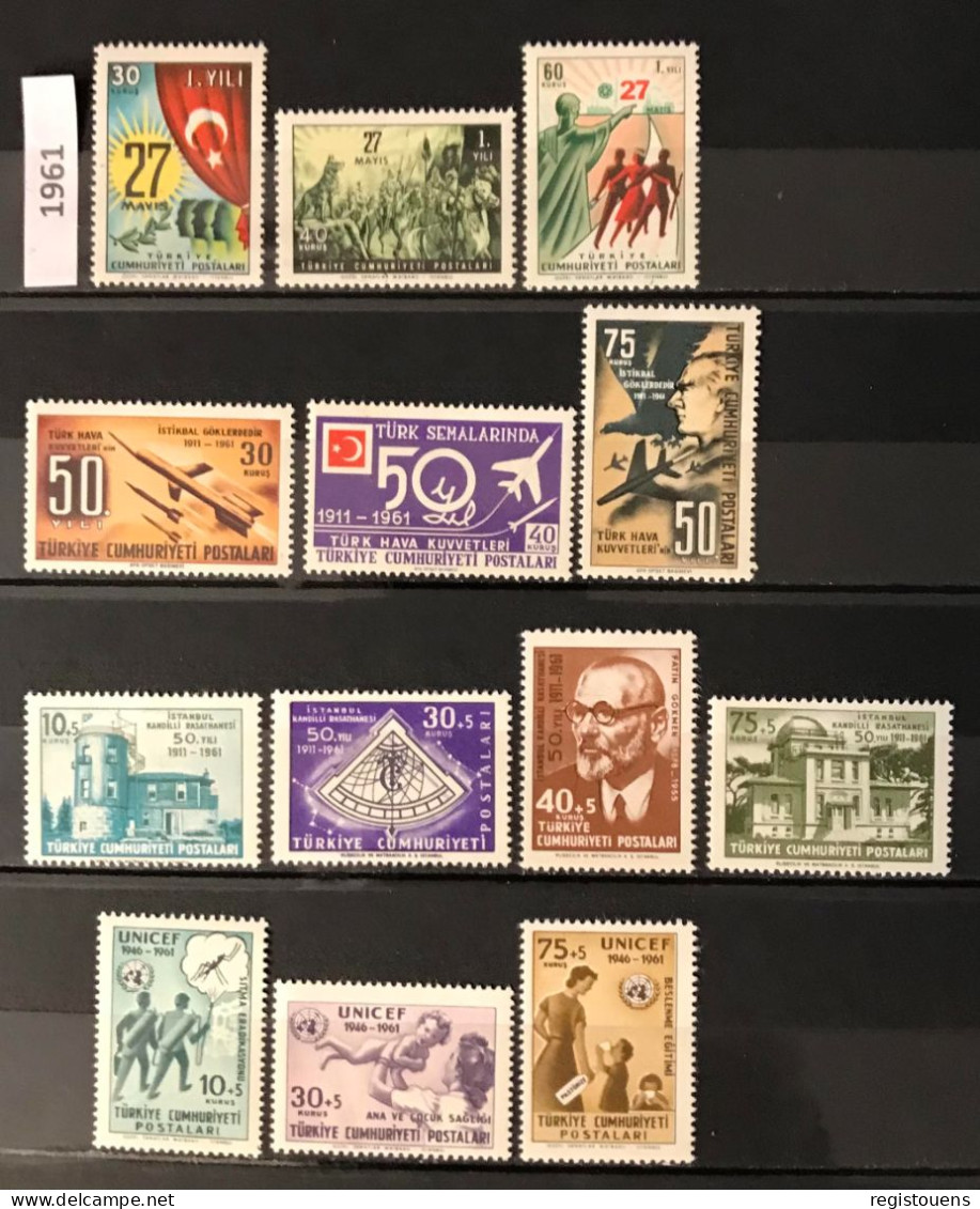 Lot De 13 Timbres Neufs** Turquie 1961 - Unused Stamps