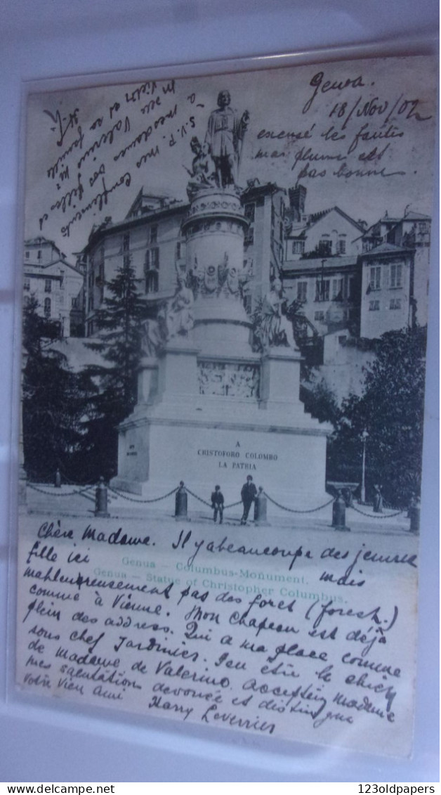 ITALIE - GENOA - GENOVA - GENES  COLOMBUS MONUMENT  1902 CACHET POMPEI - Genova (Genoa)