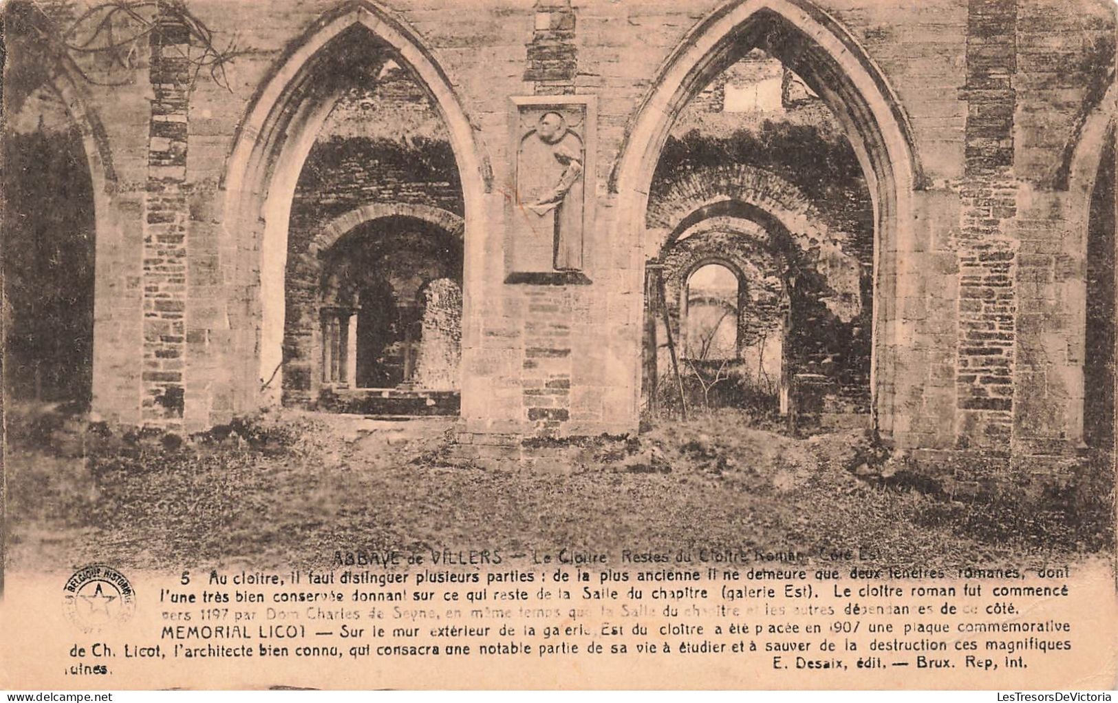 BELGIQUE - Abbaye De Villiers - Vue Sur Le Cloître Restes Du Cloître Roman - Côté Est - Carte Postale Ancienne - Villers-la-Ville