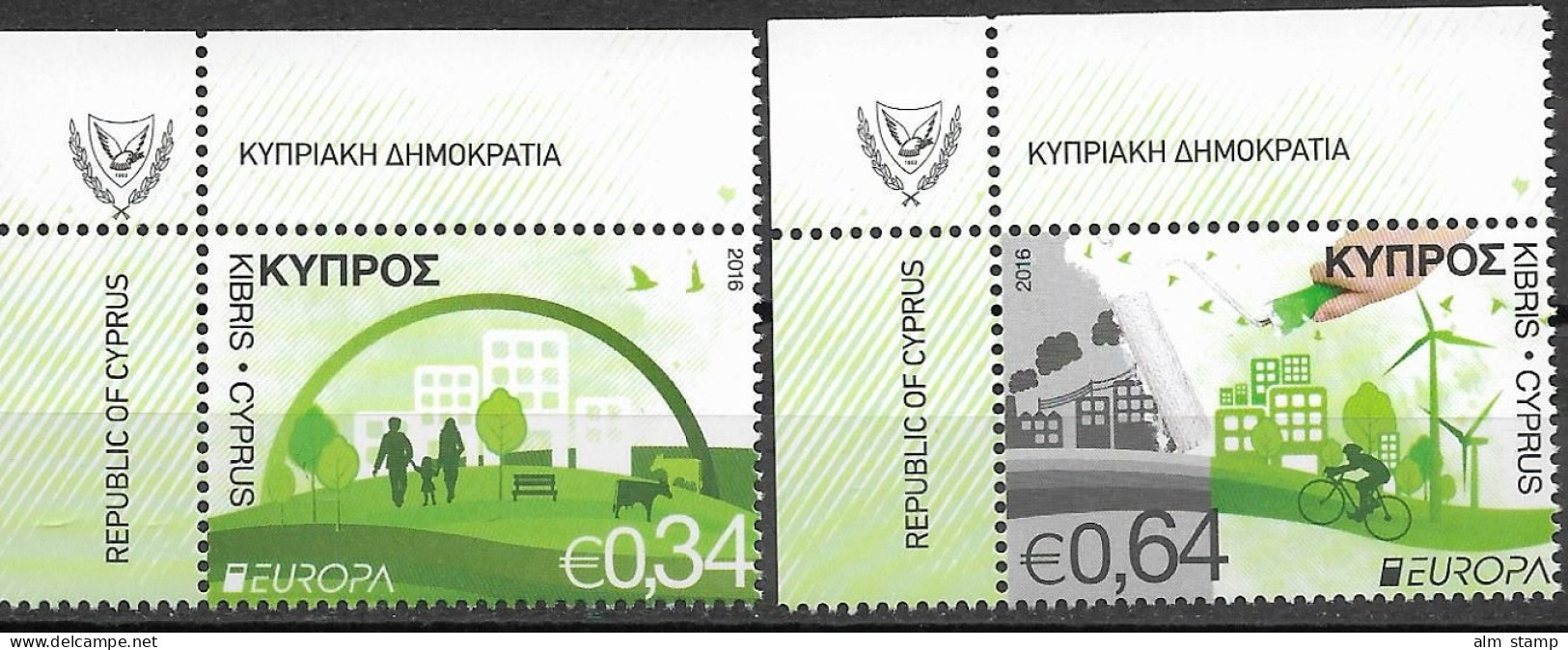 2016  Zypern Gréce Mi.  Mi. 1348-9**MNH  Europa: Umweltbewusst Leben - 2016