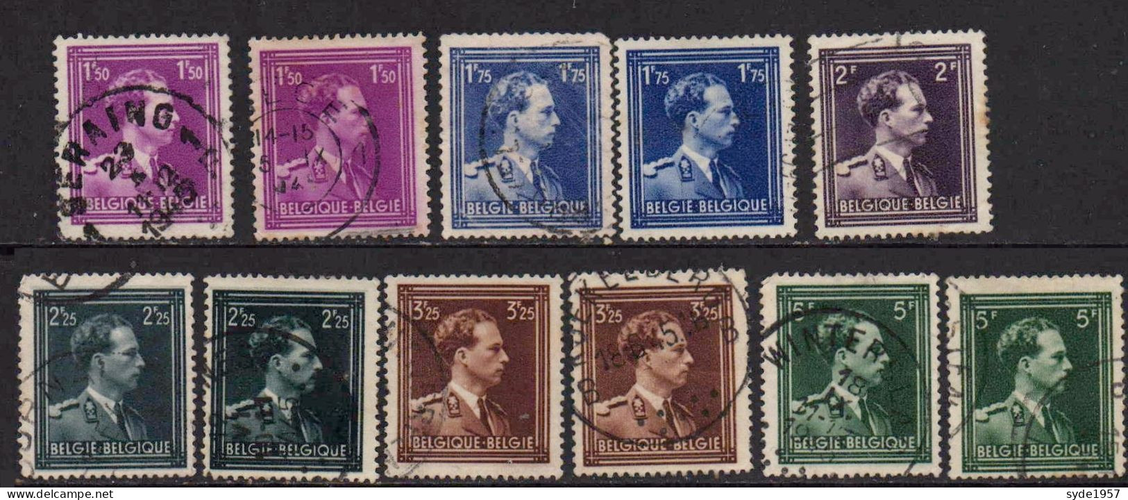 Belgique 1943  Leopold III - Profil à Droite "Col Ouvert" COB 641 à 646a (complet 11 Timbres) - 1936-1957 Offener Kragen