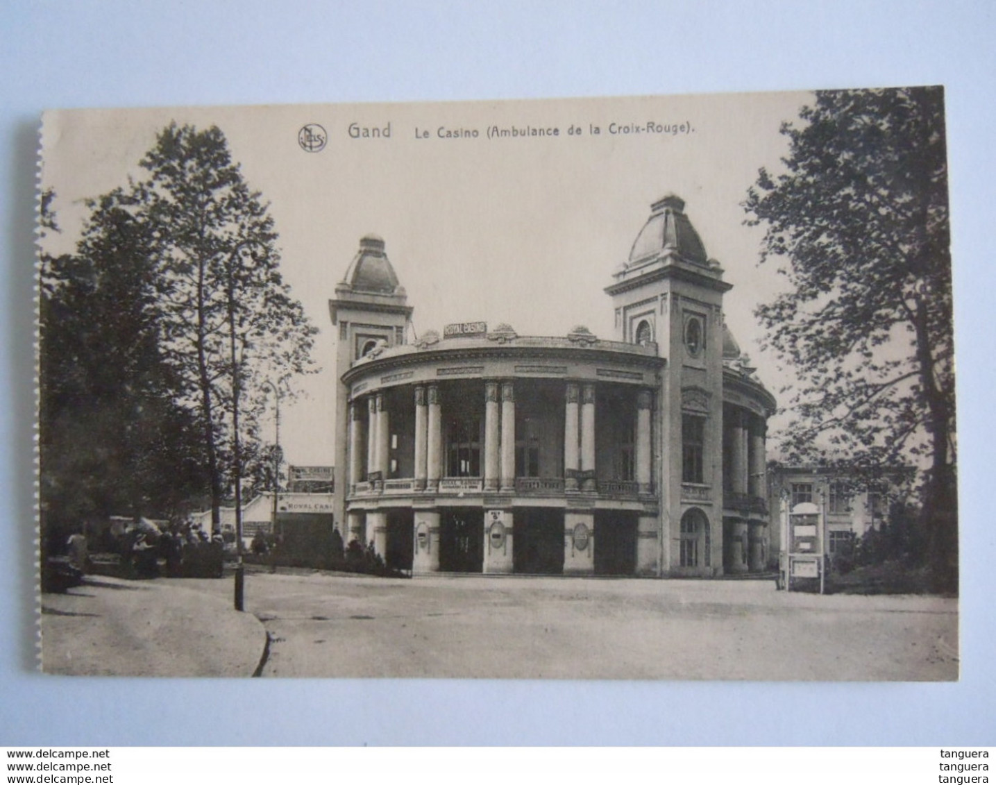 Cob 166 2 C Olijf Olive Vlek Op Cp Gent Gand Le Casino (Ambulance De La Croix-Rouge) Gelopen 1920 - 1919-1920  Cascos De Trinchera