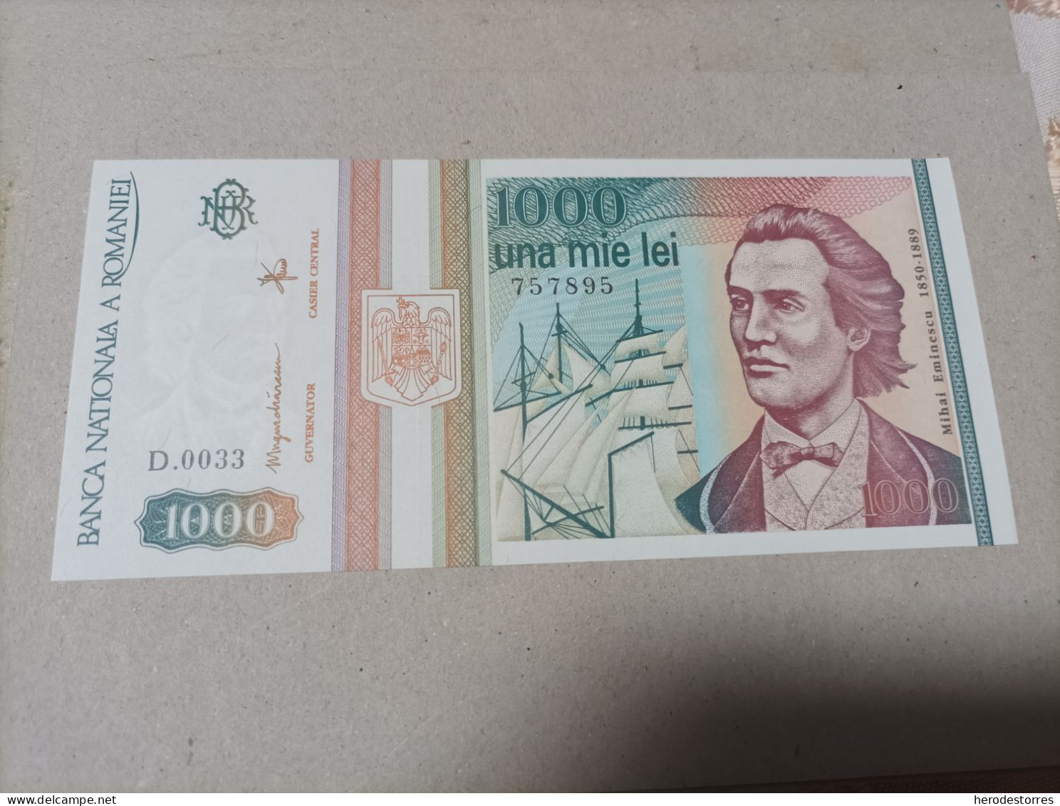 Billete Rumania 1000 Lei, Nº Bajisimo 0033, UNC - Rumania