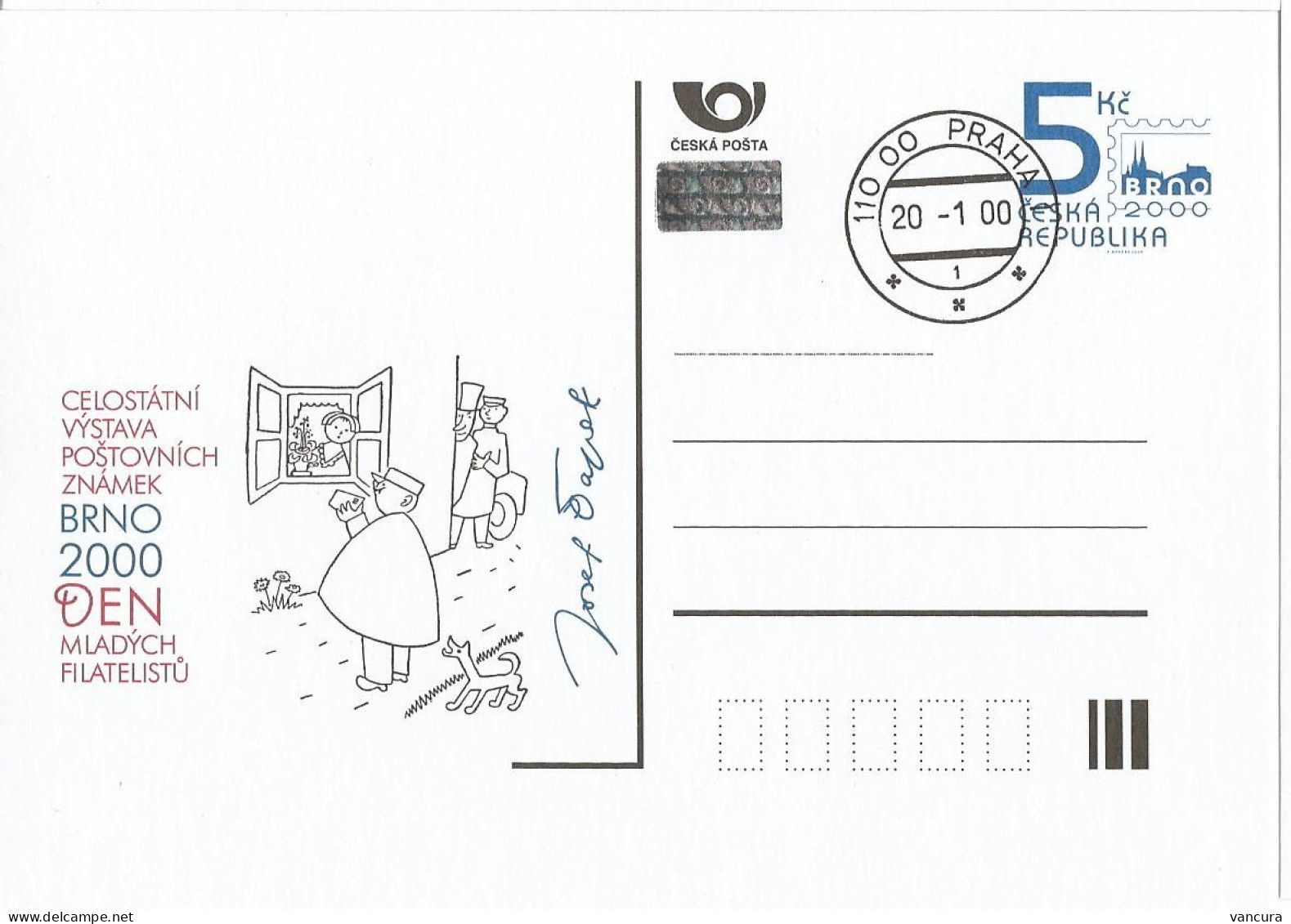 CDV 54 Czech Republic  Brno 2000 Stamp Exhibition Day Of Young Philatelists 2000 Josef Capek Illustration - Cartes Postales