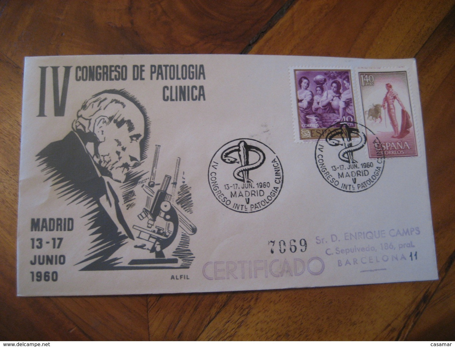 MADRID 1960 Ramon Y Cajal Clinical Pathology Cong Cancel Cover SPAIN Microscope Science Optics Health Sante - Malattie