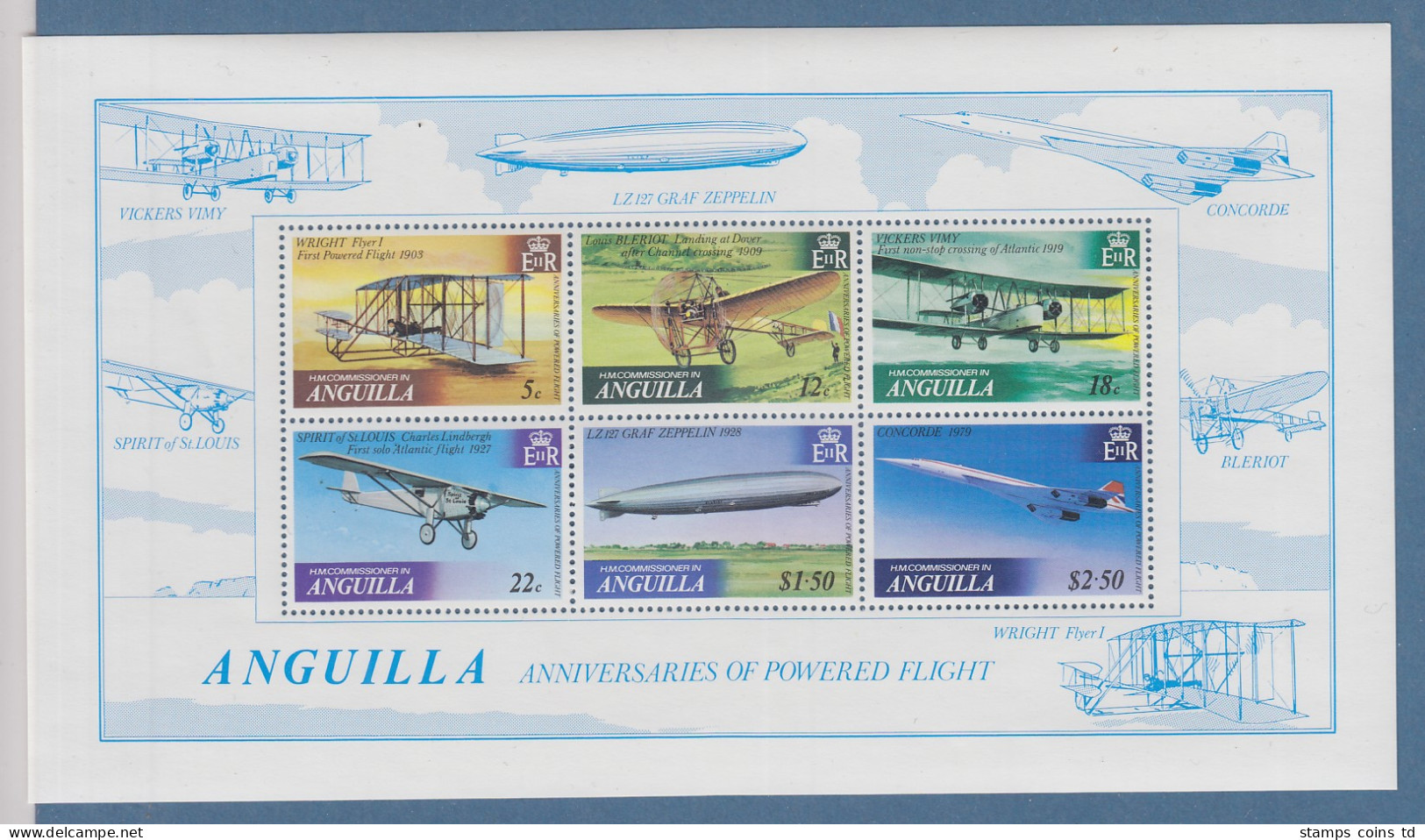 Uruguay 1979 75 Jahre Moturflug Gebrüder Wright Mi.-Nr. Block 26 ** - Anguilla (1968-...)