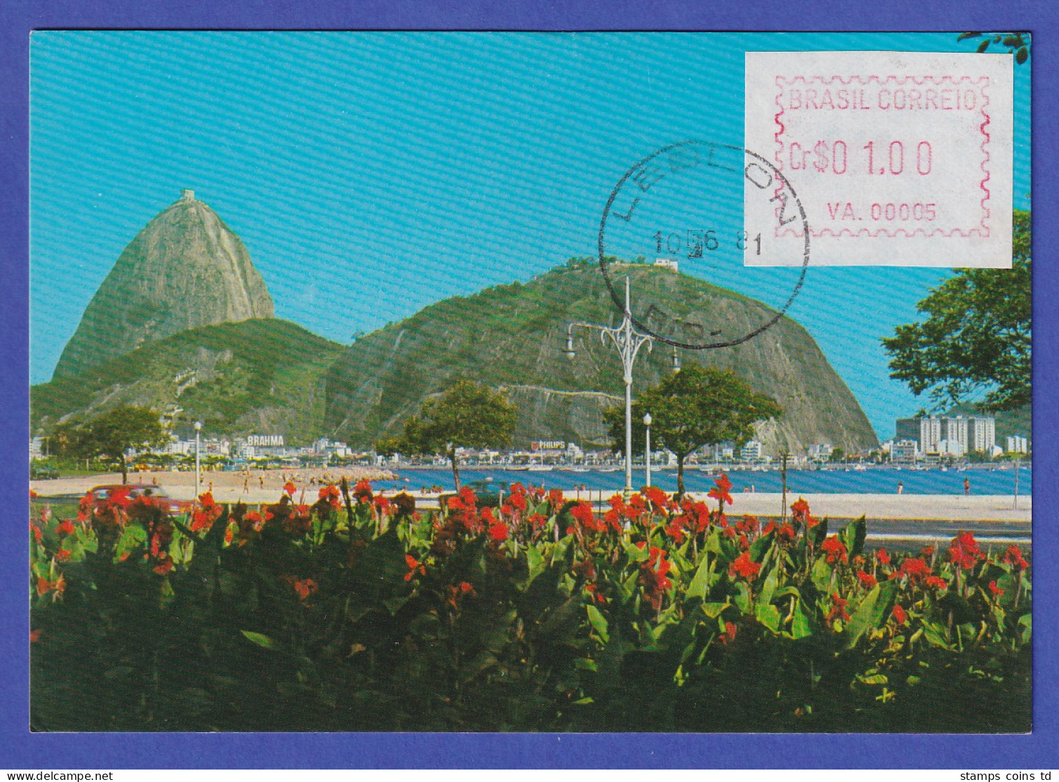 Brasilien Frama-ATM AG.00006 Und VA.00005 LEBLON Auf Ansichtskarte, O 10.06.81 - Frankeervignetten (Frama)