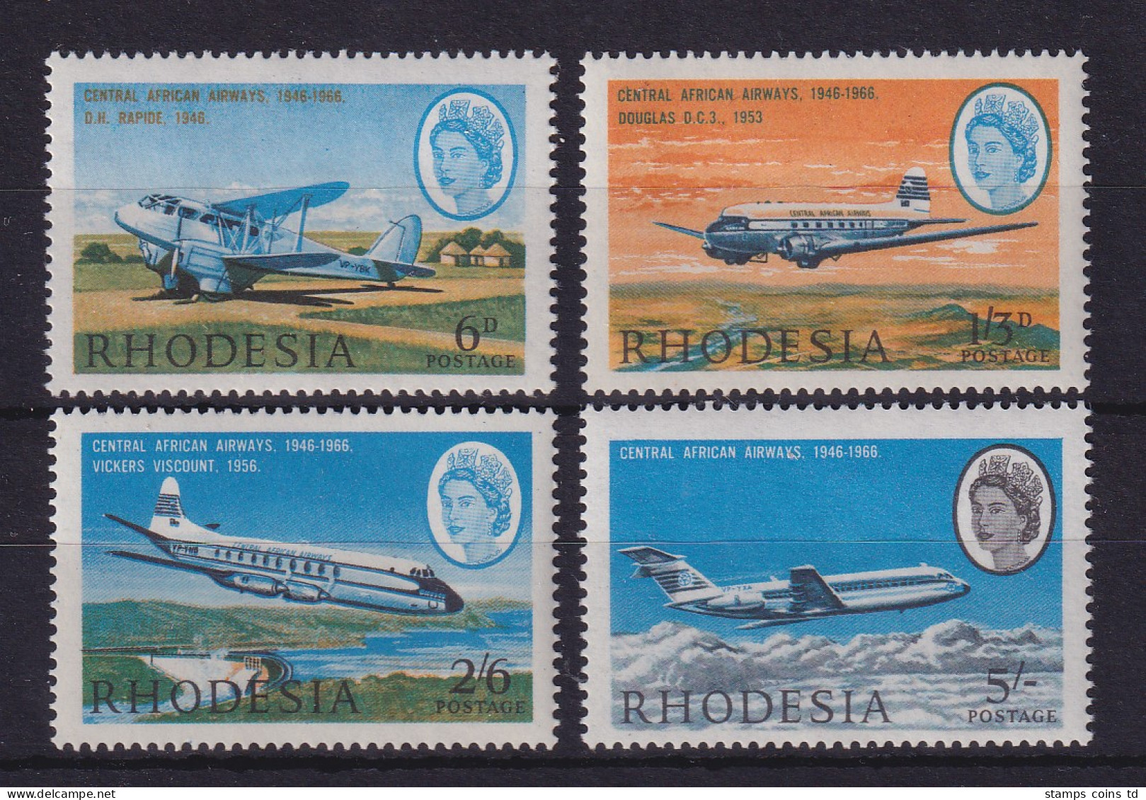 Rhodesien 1966 Flugzeuge Mi.-Nr. 42-45 Postfrisch ** - Zimbabwe (1980-...)