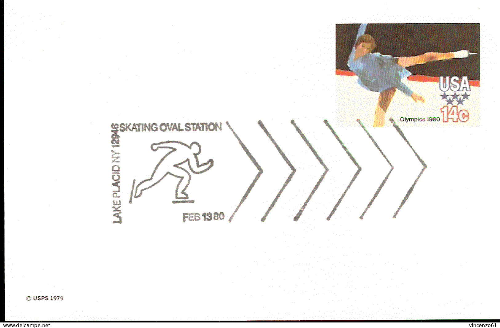 Cartolina Postale Lake Placid Olimpi Games Short Trak - Patinage Artistique