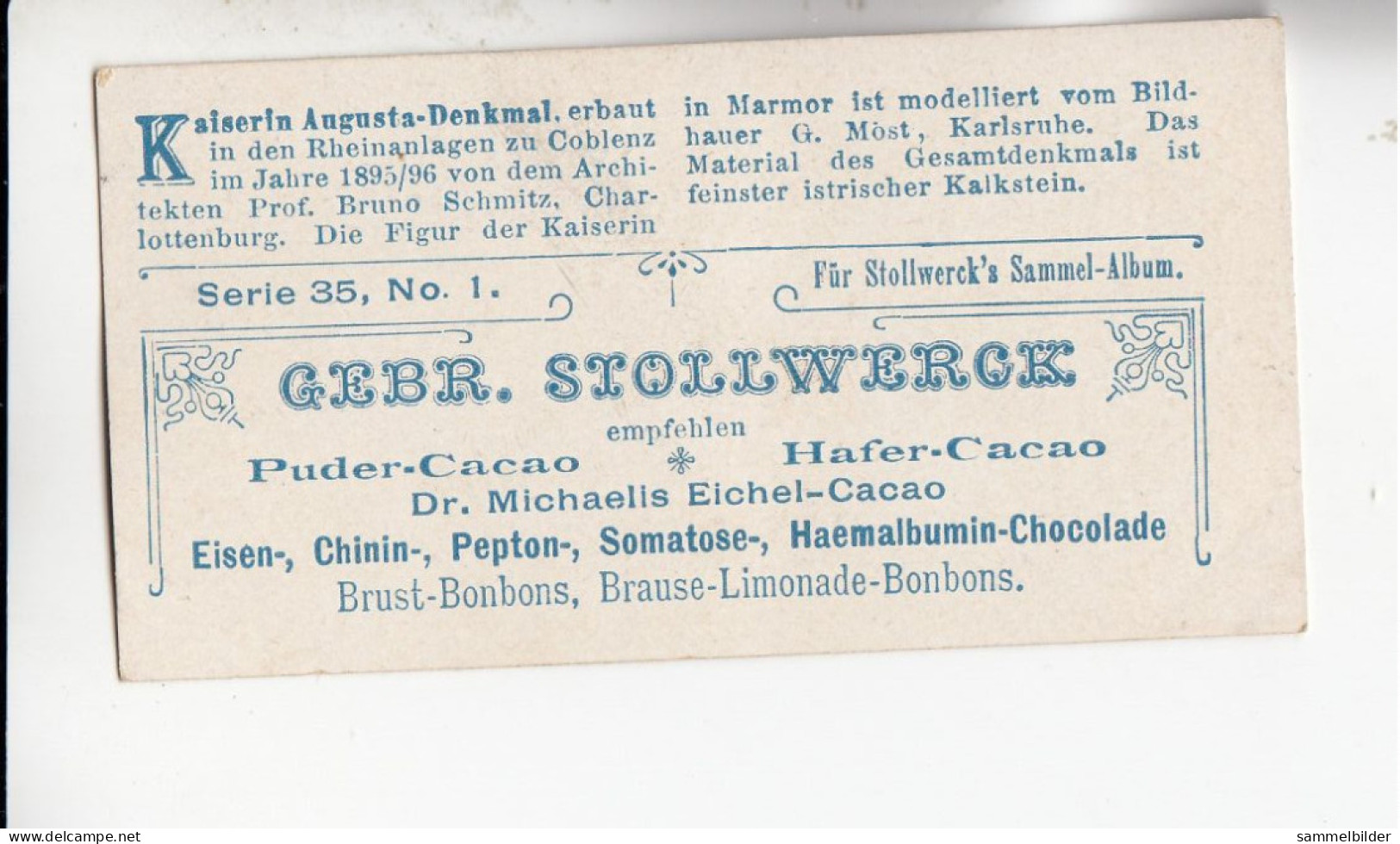 Stollwerck Album No 2 Denkmäler Kaiserin Augusta Denkmal  Gruppe 35 #1 Von 1898 - Stollwerck