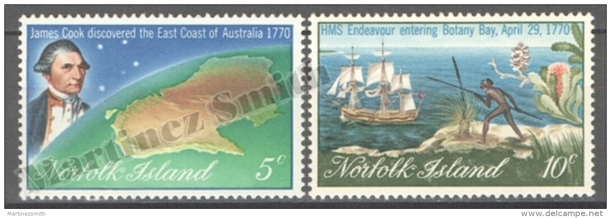 Norfolk Island 1970 Yvert 113-14, Bi Centenary Discovery Of Australian East Coast, James Cook - MNH - Norfolk Island