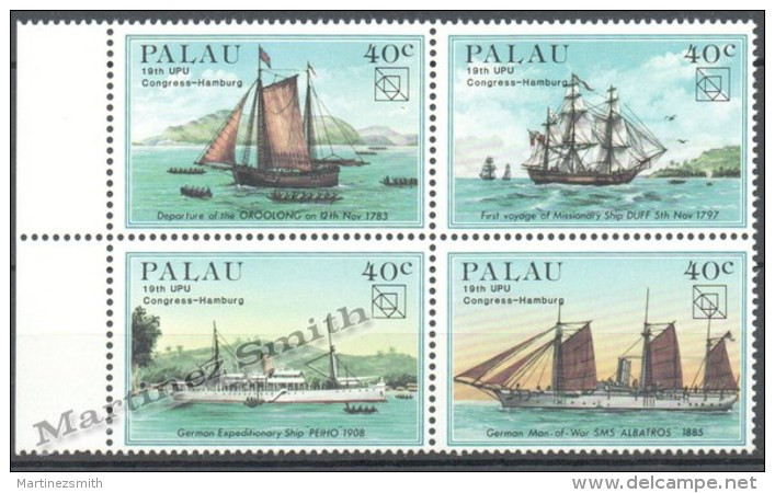 Palau 1984 Yvert 47-50, 19th UPU Congress, Ships - Full Sheetlet - MNH - Palau