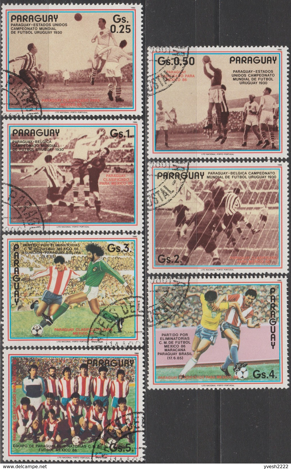 Paraguay 1986 Y&T 2221 à 2227 Michel 3977/83. Coupe Du Monde De Football Au Mexique. Scènes De Matches - 1986 – Mexico