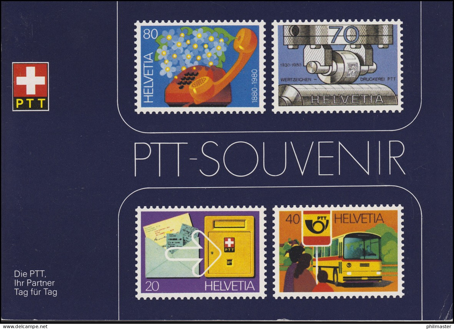 Schweiz PTT-Souvenir 3a Die PTT, Ihr Partner Tag Für Tag, Text Deutsch, ** - Cartes-Maximum (CM)