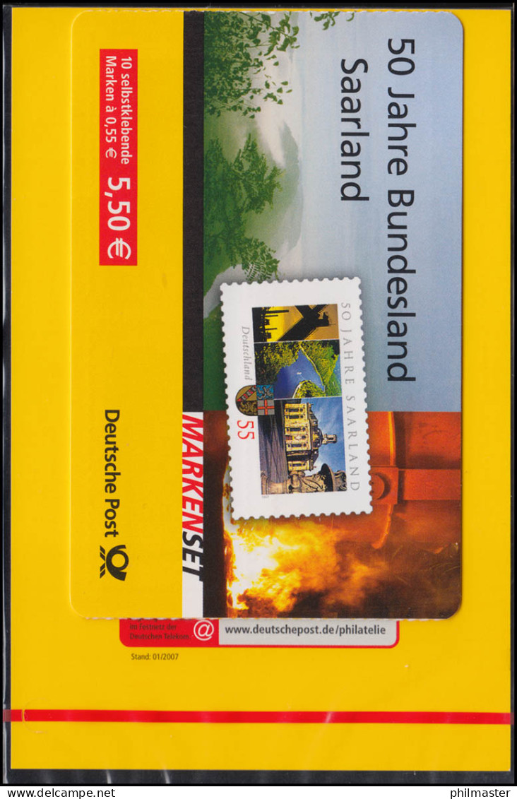 67 SB Aa MH Saarland, Blister 1.2007, Rotes Aufreißband, Label B, ** - 2001-2010