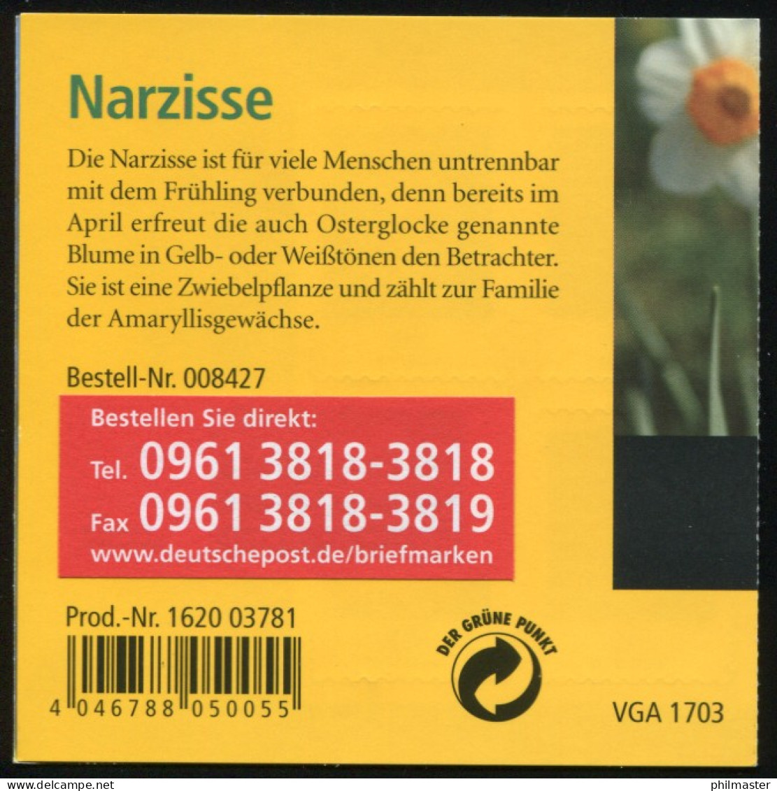 61 Lb MH Narzisse - Mit Kleinem Aufkleber, ** Postfrisch - 2001-2010