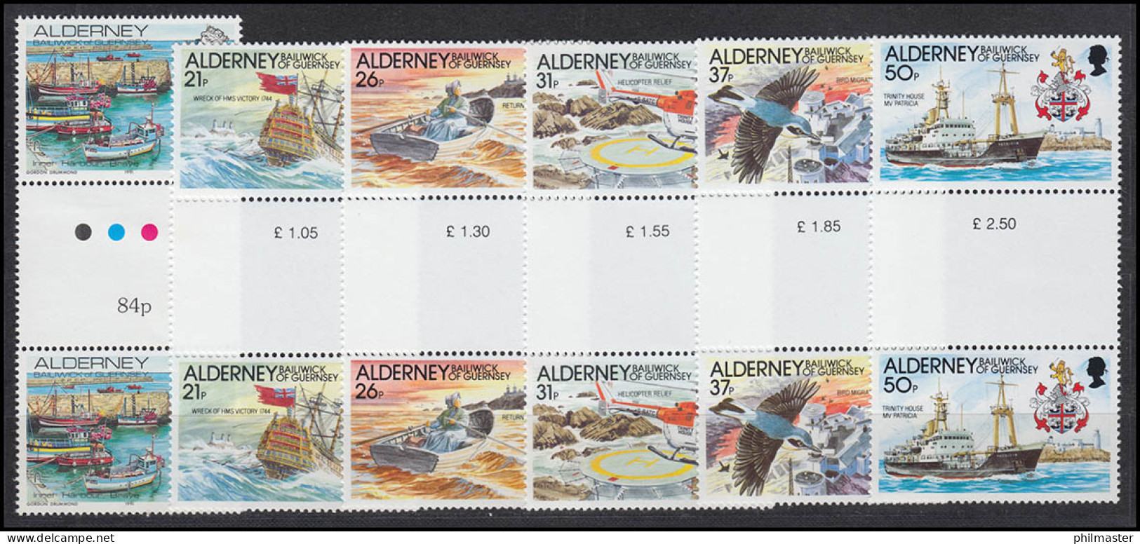 48-53 Guernsey-Alderney Jahrgang 1991 - Zwischenstegpaare, Postfrisch ** / MNH - Alderney