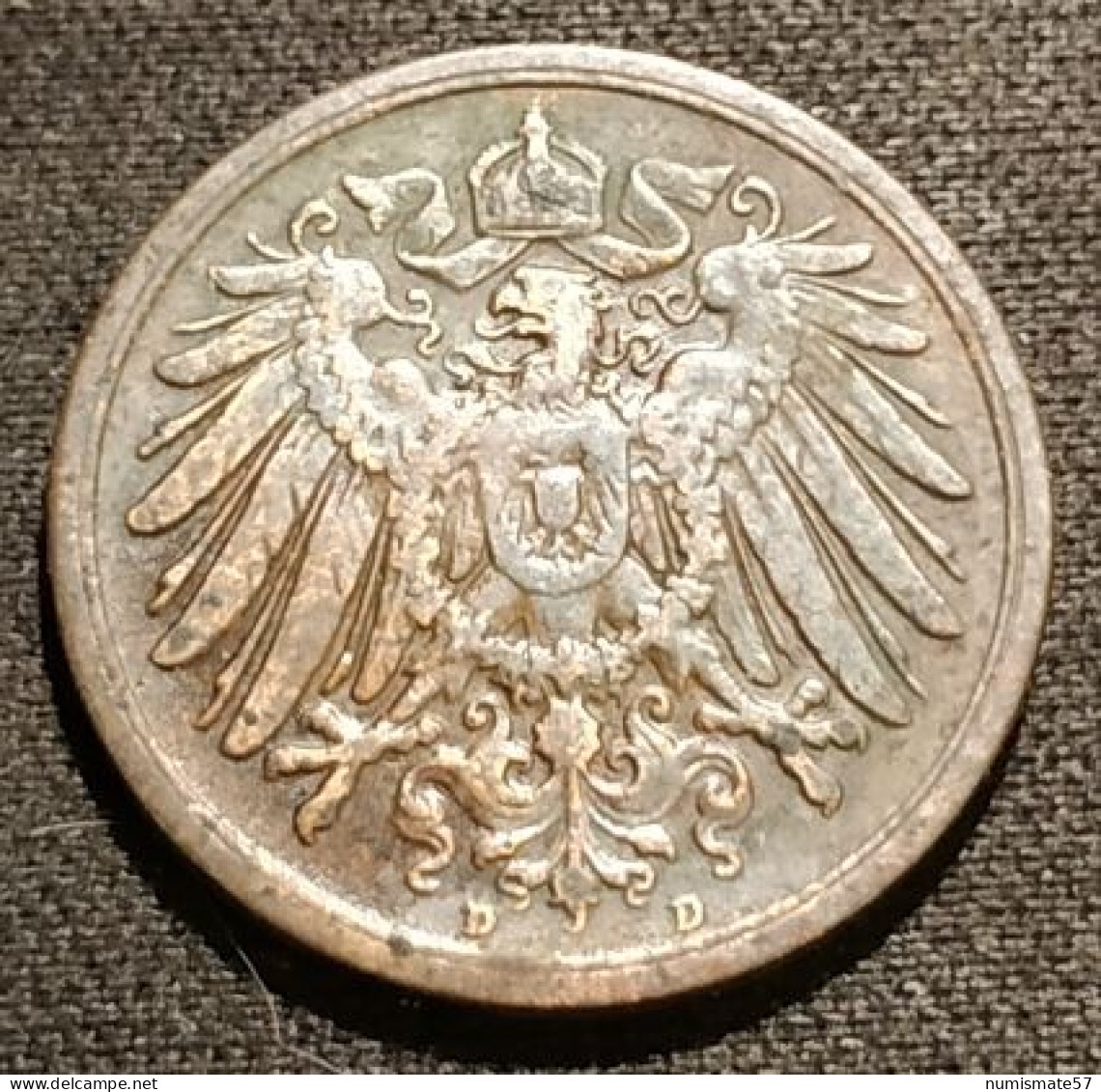Pas Courant - ALLEMAGNE - GERMANY - 2 PFENNIG 1905 D - Wilhelm II - Type 2 - Grand Aigle - KM 16 - 2 Pfennig