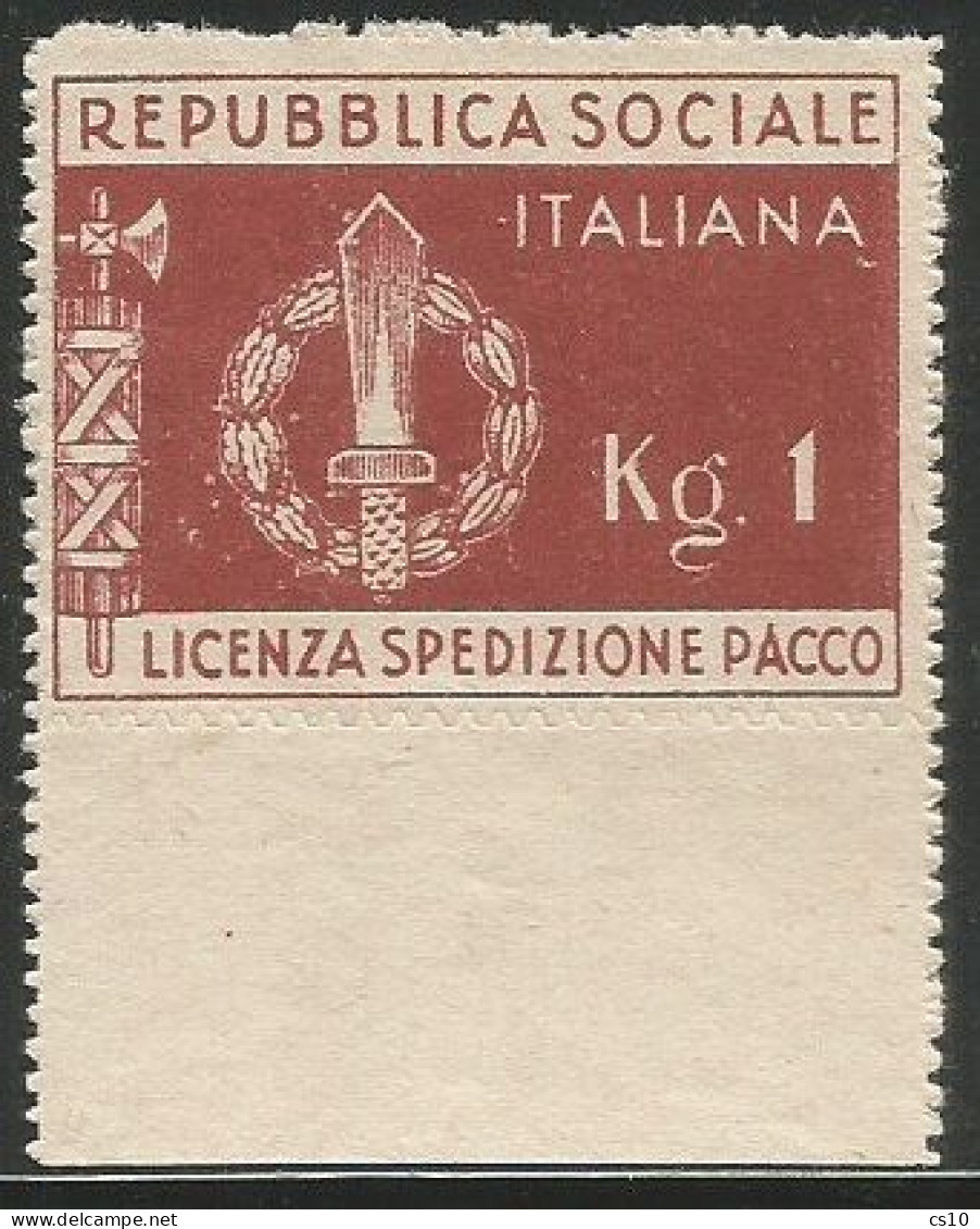 Italy Social Republic RSI Pacchi Postali Militari Soldiers Parcel Post 1Kg Value #LP1 No Gum Bordo Foglio Sheet Margin - Nuovi
