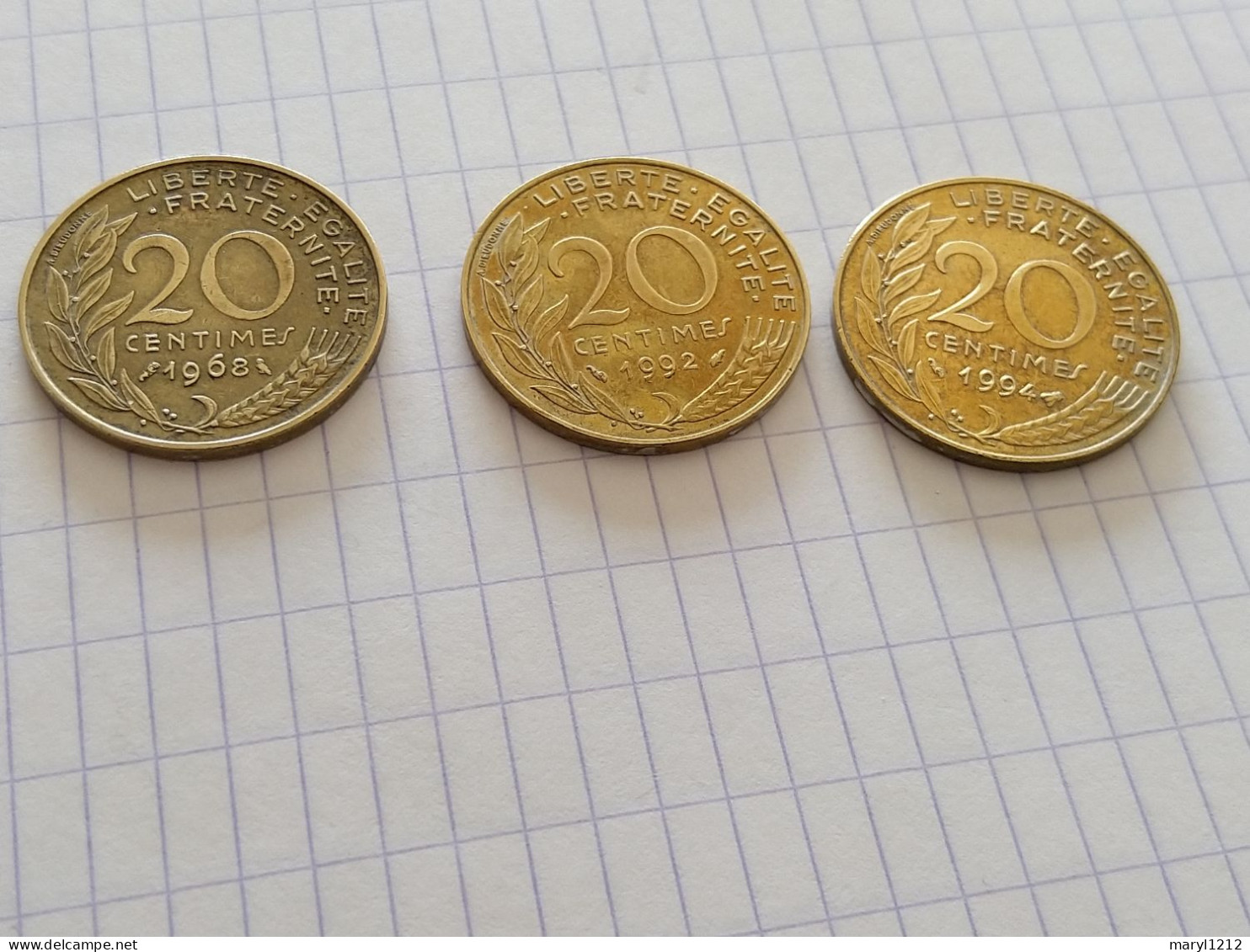 5 Pièces De 20 Centimes République Française 1968-1978-1983-1992-1994 - Otros & Sin Clasificación